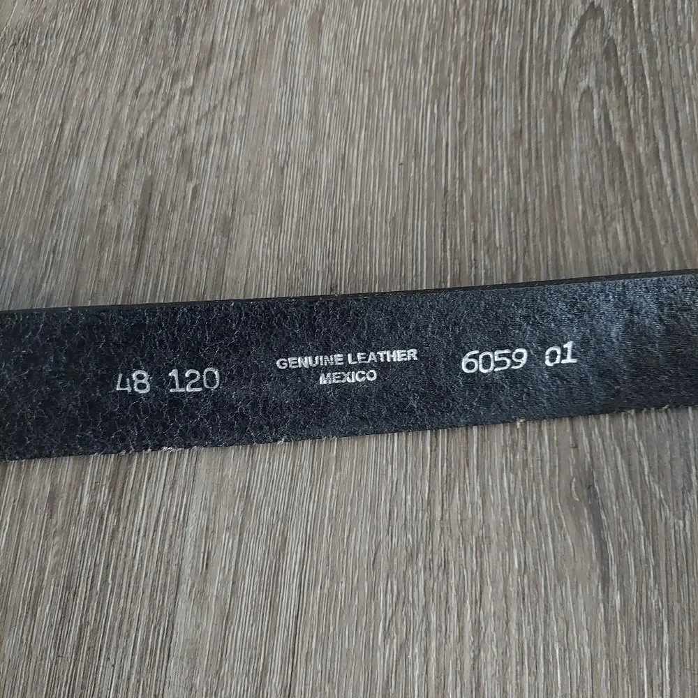 Men's Black Basketweave Leather Belt 48
